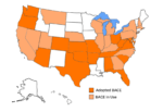 Map of US with states highlighted that use the BACE